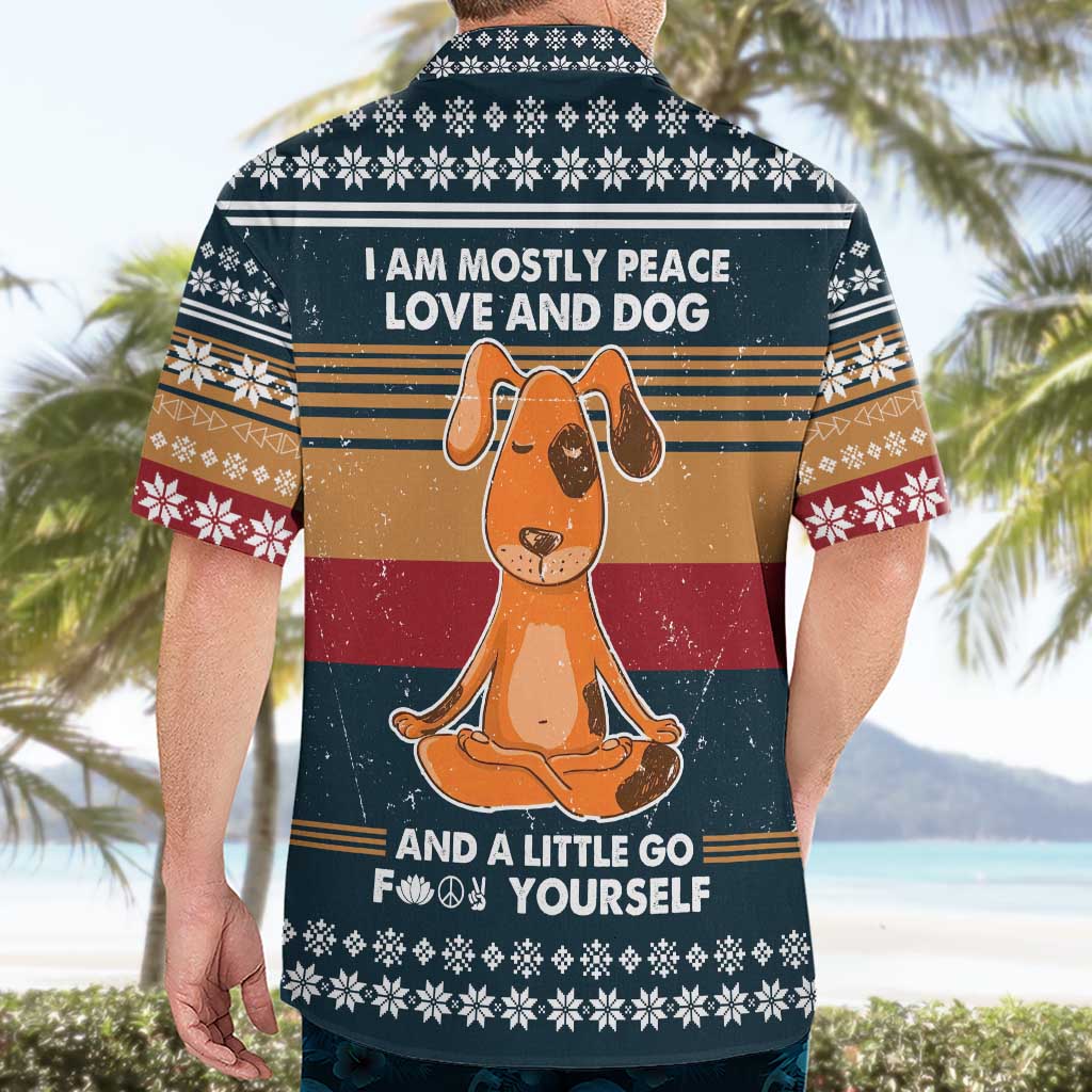 Peace Love And Dog Christmas Hawaiian Shirt Xmas Holiday Patterns - Wonder Print Shop