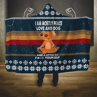 Peace Love And Dog Christmas Hooded Blanket Xmas Holiday Patterns - Wonder Print Shop