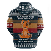 Peace Love And Dog Christmas Hoodie Xmas Holiday Patterns - Wonder Print Shop
