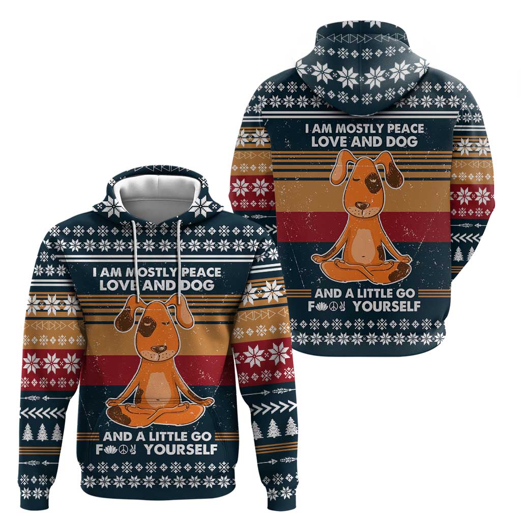 Peace Love And Dog Christmas Hoodie Xmas Holiday Patterns - Wonder Print Shop