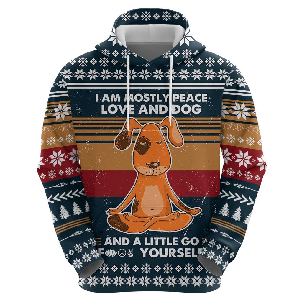 Peace Love And Dog Christmas Hoodie Xmas Holiday Patterns - Wonder Print Shop