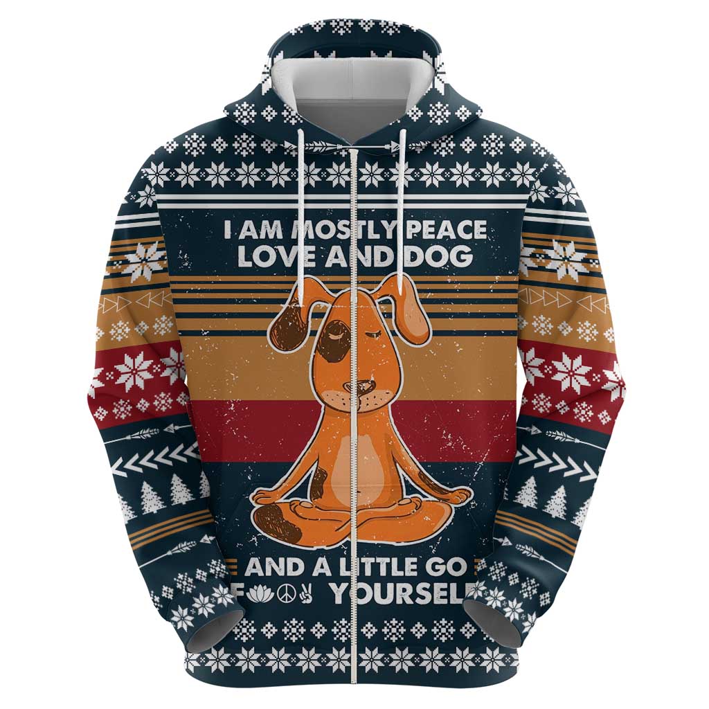 Peace Love And Dog Christmas Hoodie Xmas Holiday Patterns - Wonder Print Shop