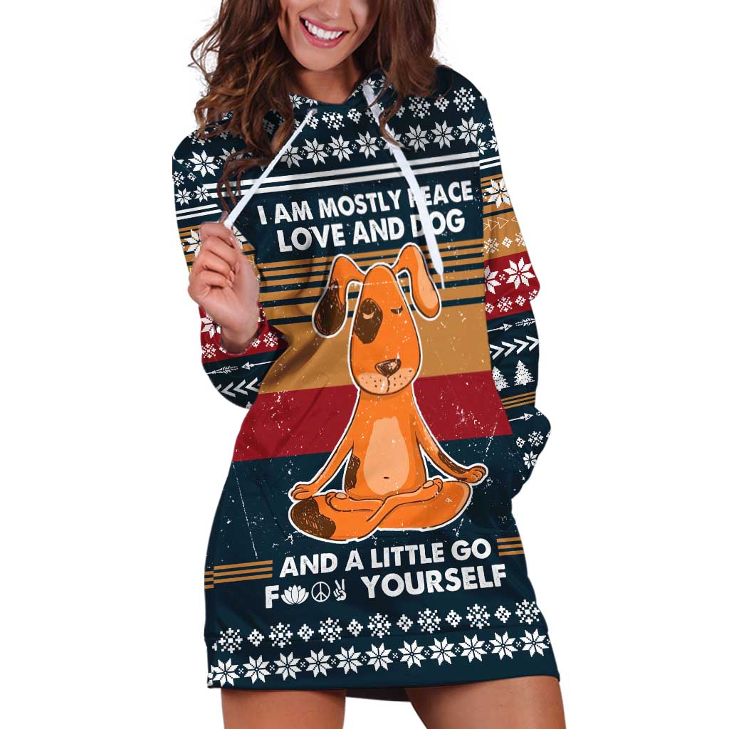 Peace Love And Dog Christmas Hoodie Dress Xmas Holiday Patterns - Wonder Print Shop