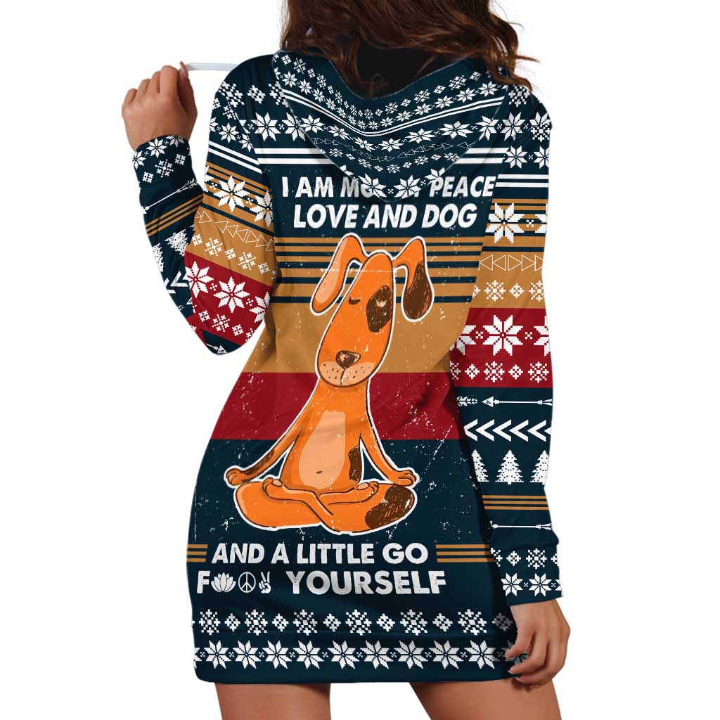 Peace Love And Dog Christmas Hoodie Dress Xmas Holiday Patterns - Wonder Print Shop