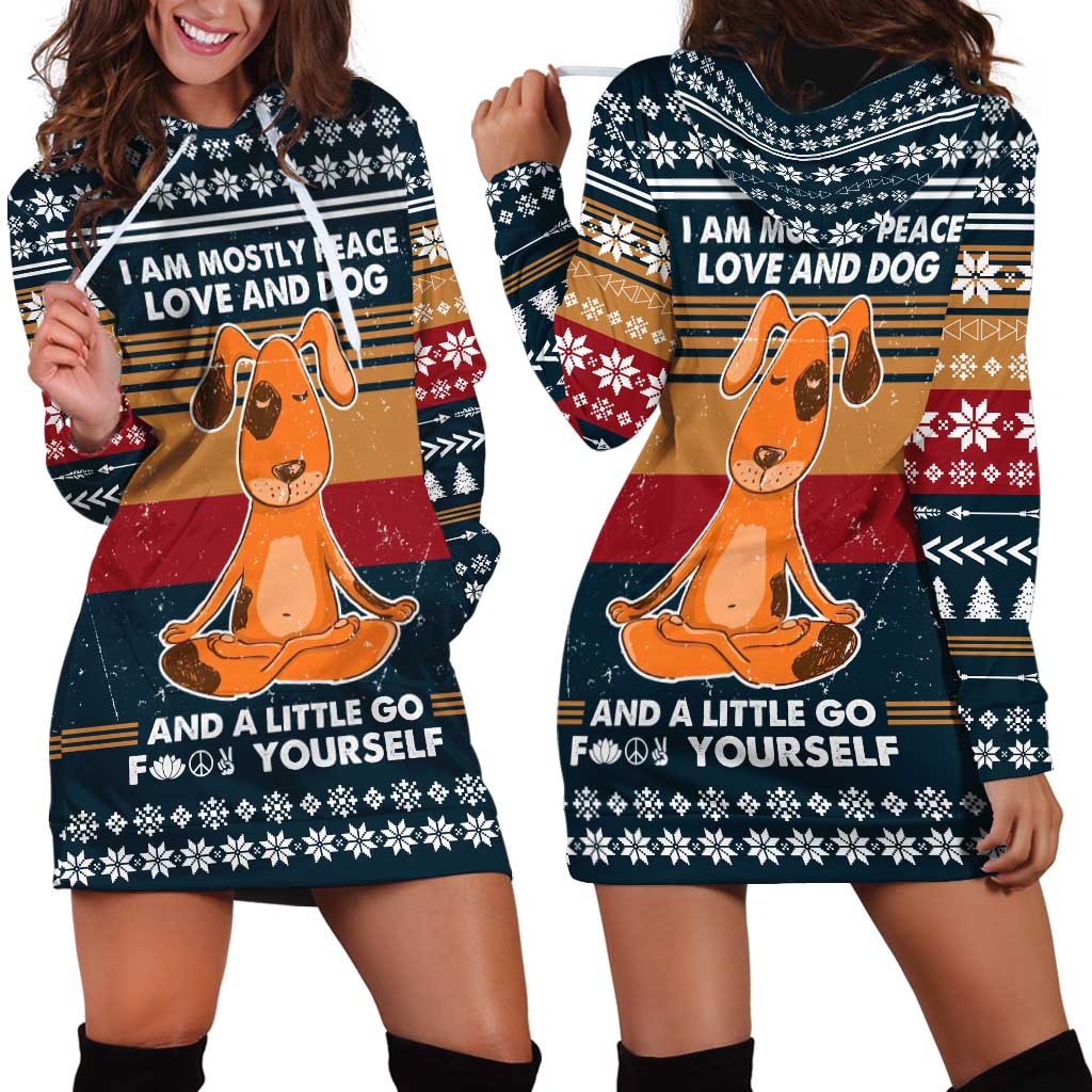 Peace Love And Dog Christmas Hoodie Dress Xmas Holiday Patterns - Wonder Print Shop