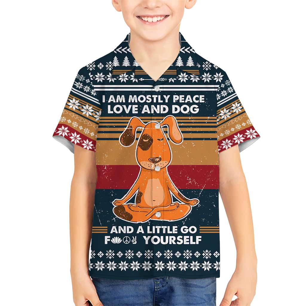 Peace Love And Dog Christmas Kid Hawaiian Shirt Xmas Holiday Patterns - Wonder Print Shop