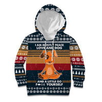 Peace Love And Dog Christmas Kid Hoodie Xmas Holiday Patterns - Wonder Print Shop