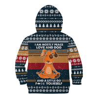 Peace Love And Dog Christmas Kid Hoodie Xmas Holiday Patterns - Wonder Print Shop