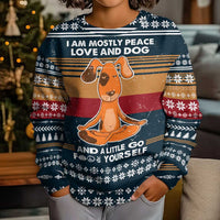 Peace Love And Dog Christmas Kid Ugly Christmas Sweater Xmas Holiday Patterns - Wonder Print Shop