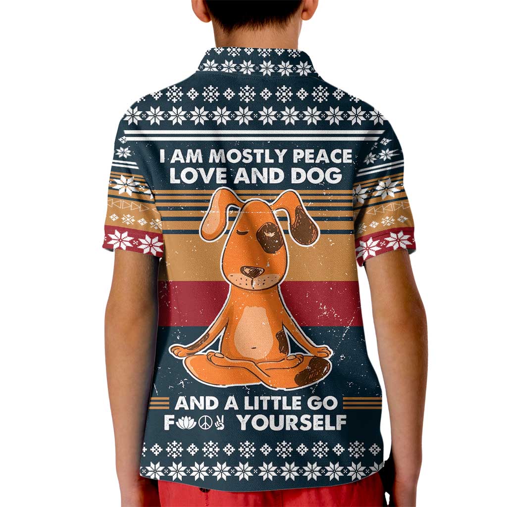 Peace Love And Dog Christmas Kid Polo Shirt Xmas Holiday Patterns - Wonder Print Shop