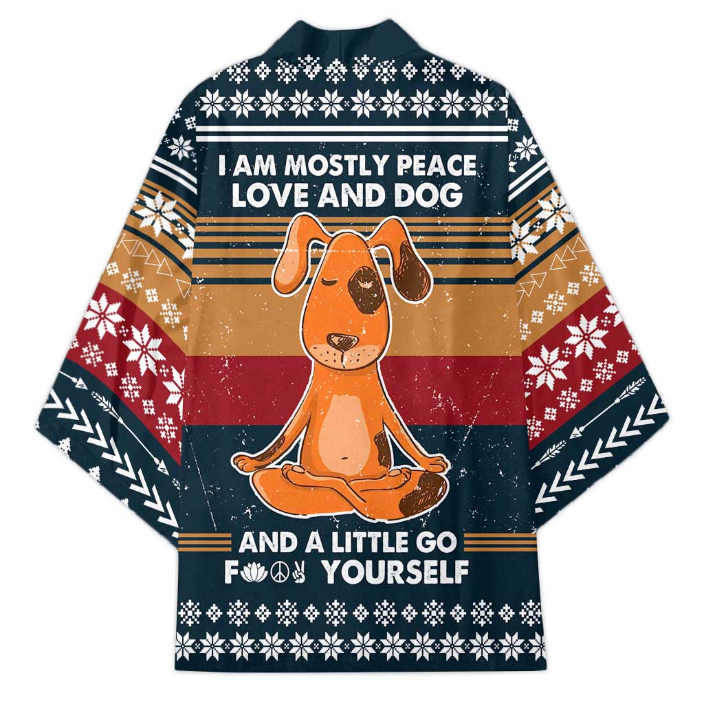 Peace Love And Dog Christmas Kimono Xmas Holiday Patterns - Wonder Print Shop