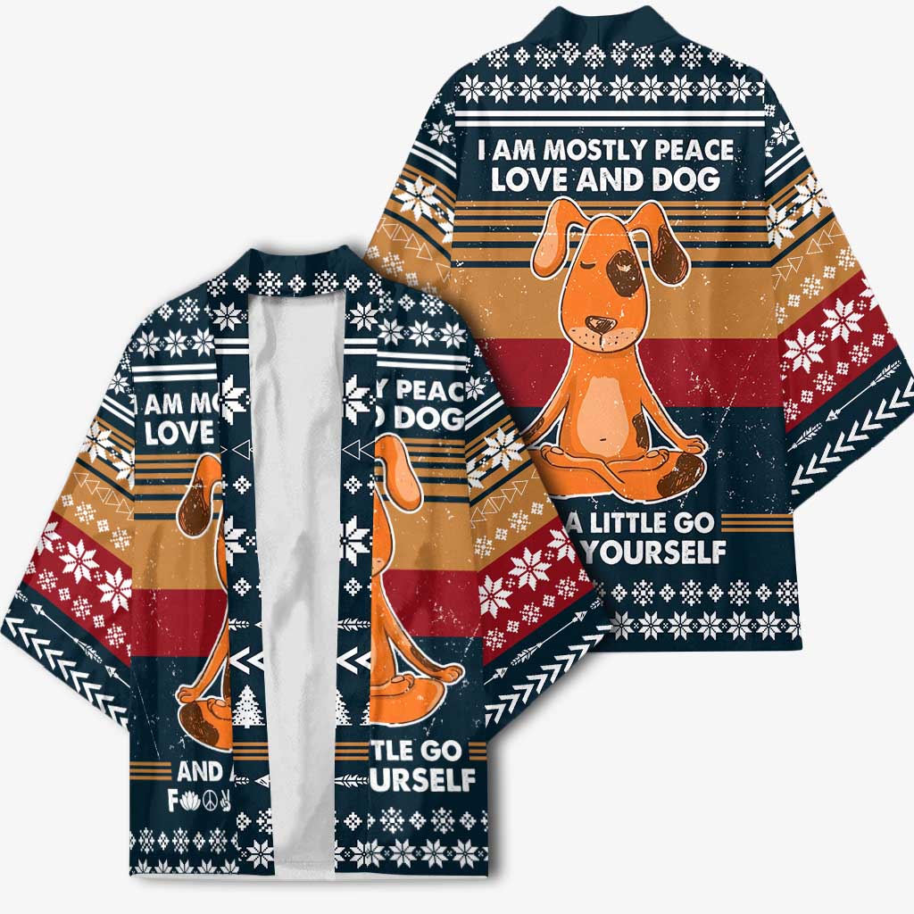 Peace Love And Dog Christmas Kimono Xmas Holiday Patterns - Wonder Print Shop