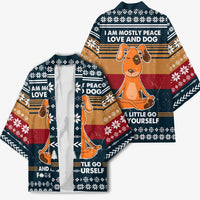Peace Love And Dog Christmas Kimono Xmas Holiday Patterns - Wonder Print Shop