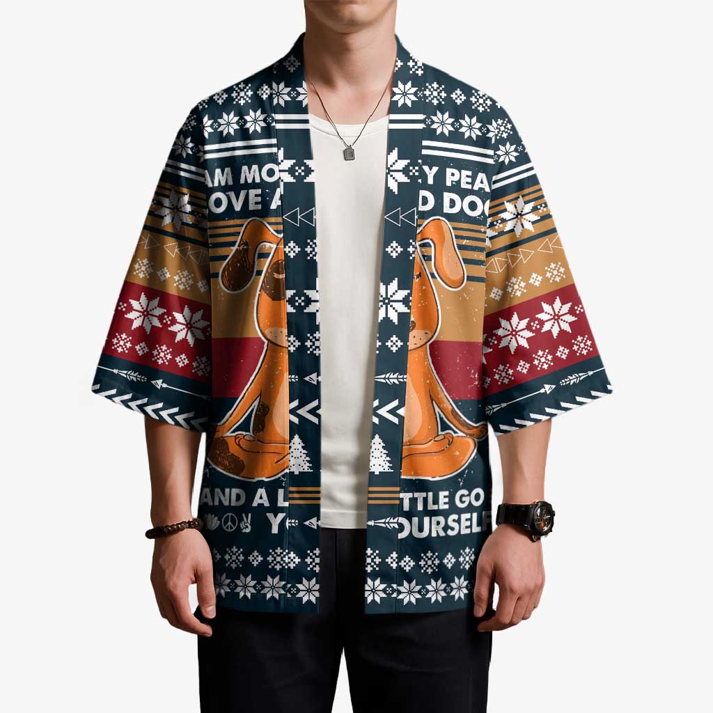Peace Love And Dog Christmas Kimono Xmas Holiday Patterns - Wonder Print Shop