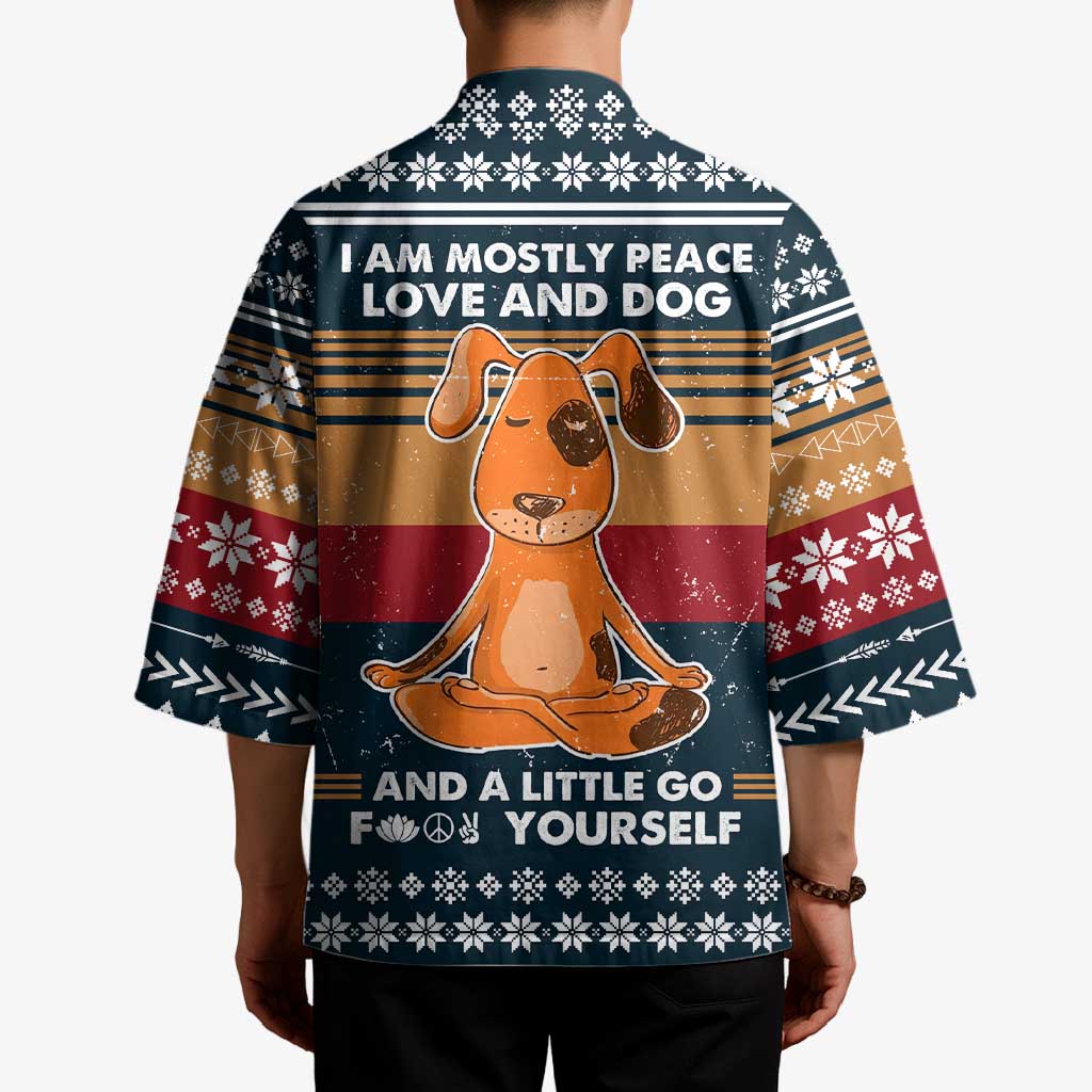 Peace Love And Dog Christmas Kimono Xmas Holiday Patterns - Wonder Print Shop