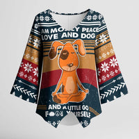 Peace Love And Dog Christmas Kimono Sleeve Blouse Xmas Holiday Patterns - Wonder Print Shop