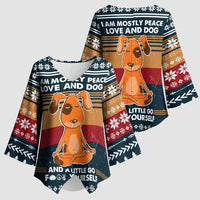 Peace Love And Dog Christmas Kimono Sleeve Blouse Xmas Holiday Patterns - Wonder Print Shop