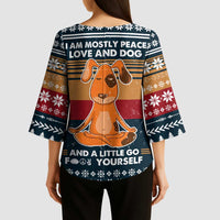 Peace Love And Dog Christmas Kimono Sleeve Blouse Xmas Holiday Patterns - Wonder Print Shop