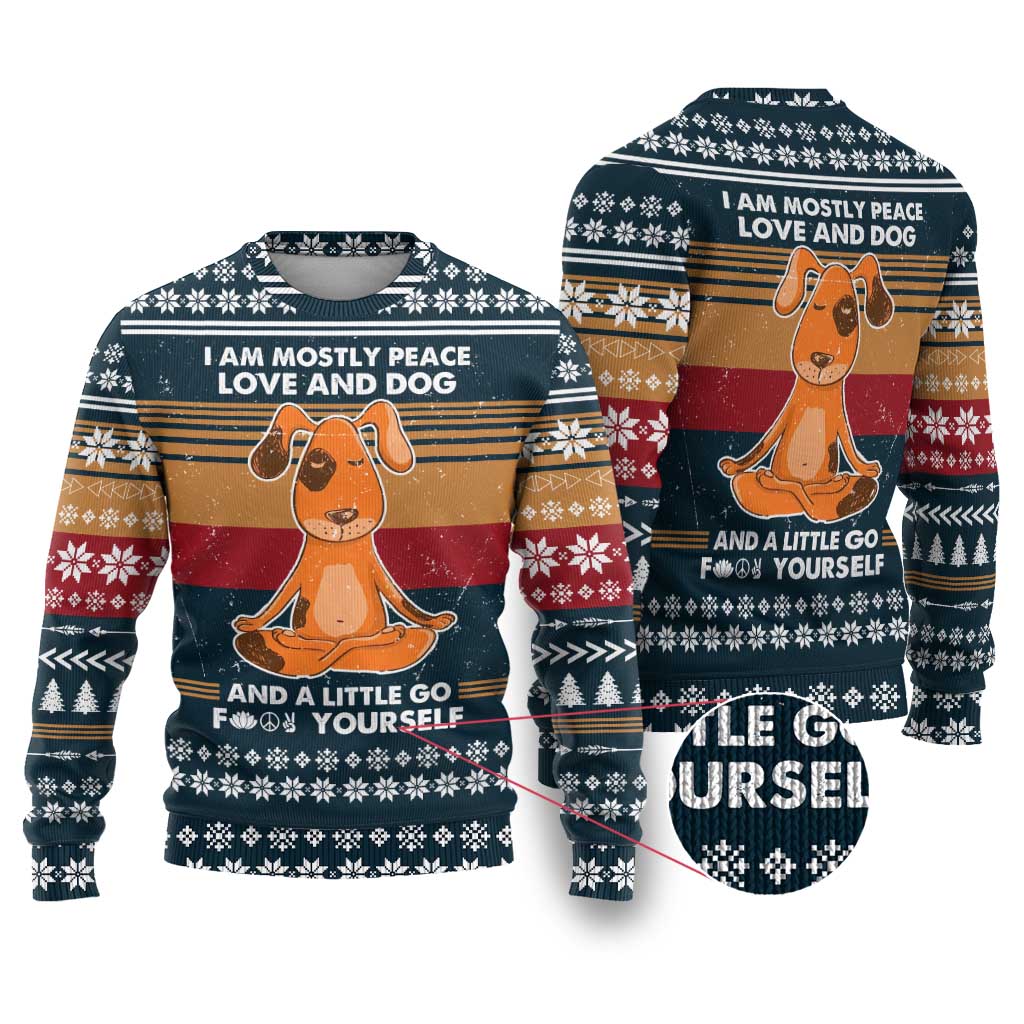 Peace Love And Dog Christmas Ugly Christmas Sweater Xmas Holiday Patterns - Wonder Print Shop