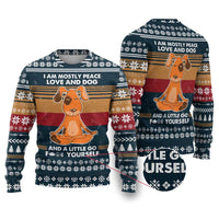 Peace Love And Dog Christmas Ugly Christmas Sweater Xmas Holiday Patterns - Wonder Print Shop