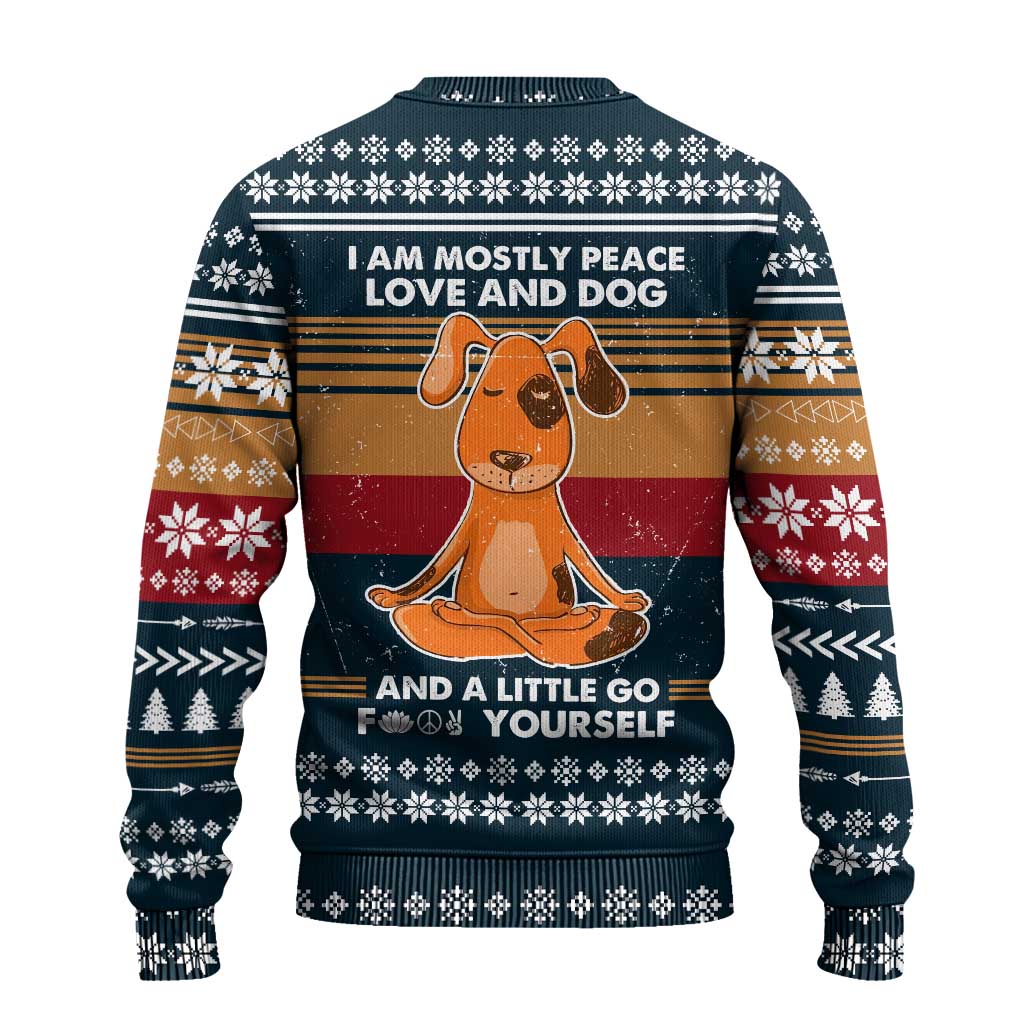 Peace Love And Dog Christmas Ugly Christmas Sweater Xmas Holiday Patterns - Wonder Print Shop