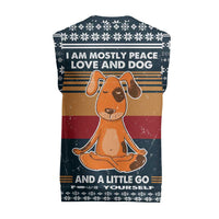 Peace Love And Dog Christmas Knitted V-Neck Vest Xmas Holiday Patterns - Wonder Print Shop