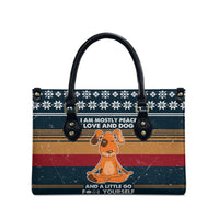 Peace Love And Dog Christmas Leather Bag Xmas Holiday Patterns - Wonder Print Shop