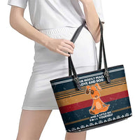 Peace Love And Dog Christmas Leather Tote Bag Xmas Holiday Patterns - Wonder Print Shop