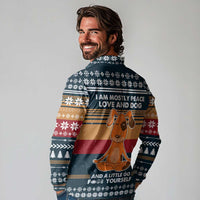 Peace Love And Dog Christmas Long Sleeve Polo Shirt Xmas Holiday Patterns - Wonder Print Shop