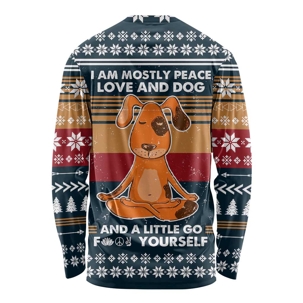 Peace Love And Dog Christmas Long Sleeve Shirt Xmas Holiday Patterns - Wonder Print Shop