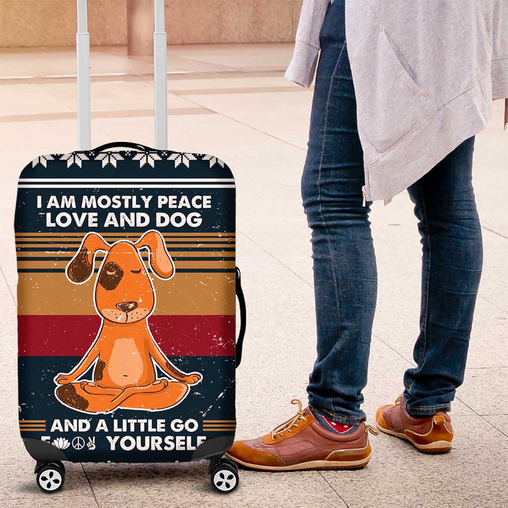 Peace Love And Dog Christmas Luggage Cover Xmas Holiday Patterns - Wonder Print Shop