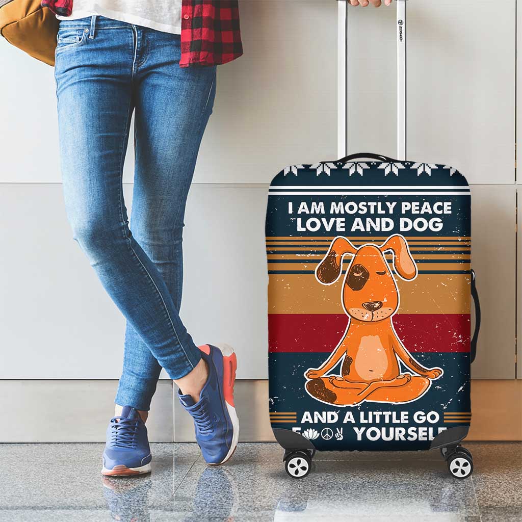 Peace Love And Dog Christmas Luggage Cover Xmas Holiday Patterns - Wonder Print Shop