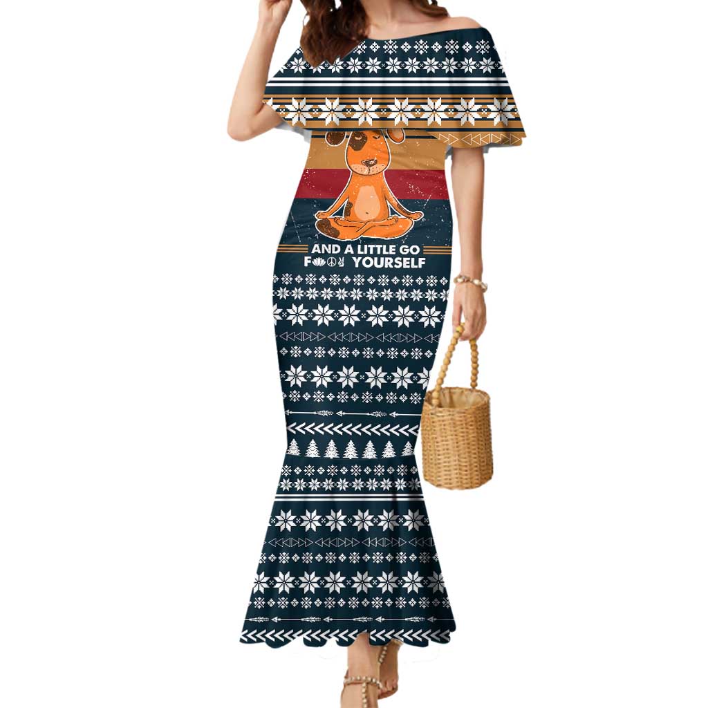 Peace Love And Dog Christmas Mermaid Dress Xmas Holiday Patterns - Wonder Print Shop