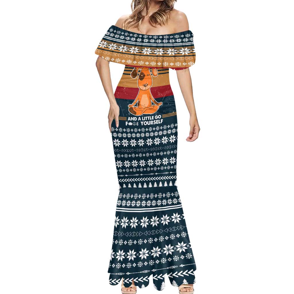 Peace Love And Dog Christmas Mermaid Dress Xmas Holiday Patterns - Wonder Print Shop