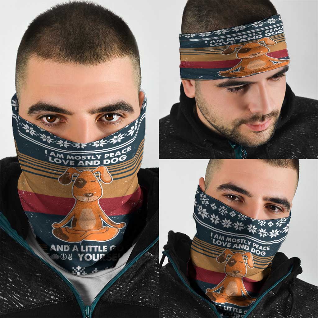 Peace Love And Dog Christmas Neck Gaiter Xmas Holiday Patterns - Wonder Print Shop
