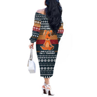 Peace Love And Dog Christmas Off The Shoulder Long Sleeve Dress Xmas Holiday Patterns - Wonder Print Shop
