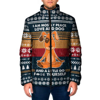 Peace Love And Dog Christmas Padded Jacket Xmas Holiday Patterns - Wonder Print Shop