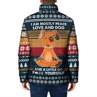 Peace Love And Dog Christmas Padded Jacket Xmas Holiday Patterns - Wonder Print Shop
