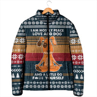 Peace Love And Dog Christmas Padded Jacket Xmas Holiday Patterns - Wonder Print Shop
