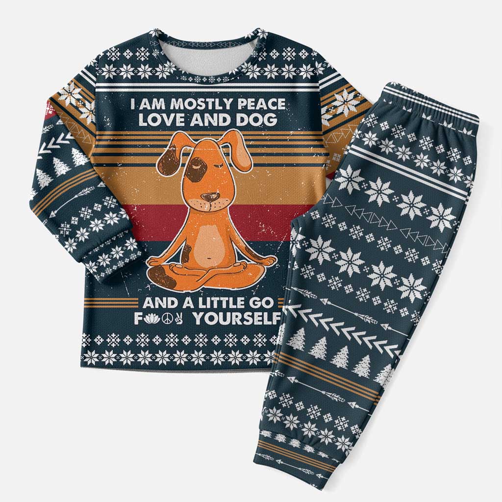 Peace Love And Dog Christmas Pajama Set Xmas Holiday Patterns - Wonder Print Shop
