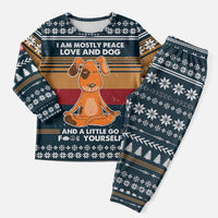 Peace Love And Dog Christmas Pajama Set Xmas Holiday Patterns - Wonder Print Shop