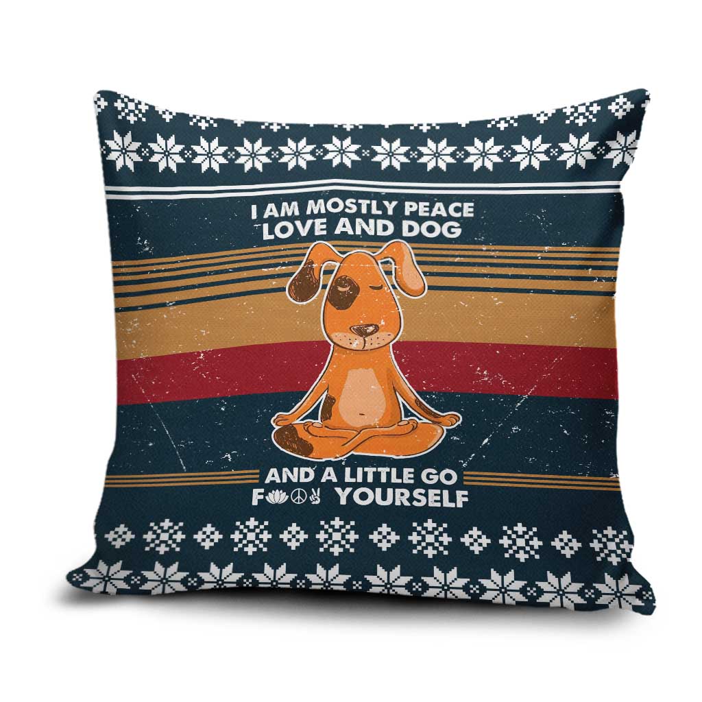 Peace Love And Dog Christmas Pillow Cover Xmas Holiday Patterns - Wonder Print Shop
