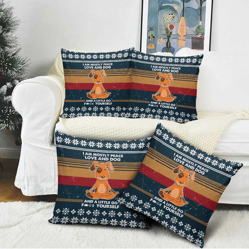 Peace Love And Dog Christmas Pillow Cover Xmas Holiday Patterns - Wonder Print Shop