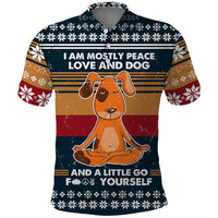 Peace Love And Dog Christmas Polo Shirt Xmas Holiday Patterns - Wonder Print Shop