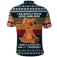 Peace Love And Dog Christmas Polo Shirt Xmas Holiday Patterns - Wonder Print Shop