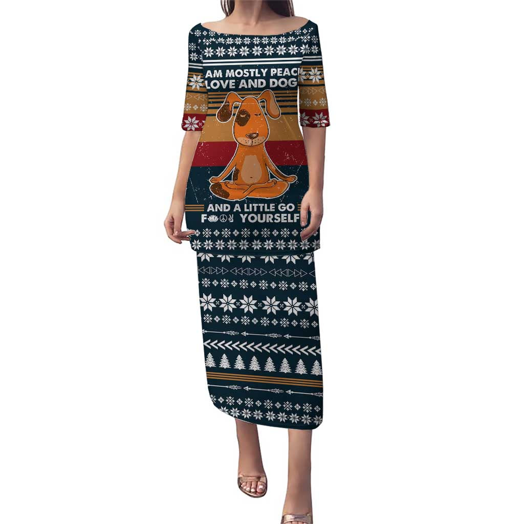 Peace Love And Dog Christmas Puletasi Xmas Holiday Patterns - Wonder Print Shop