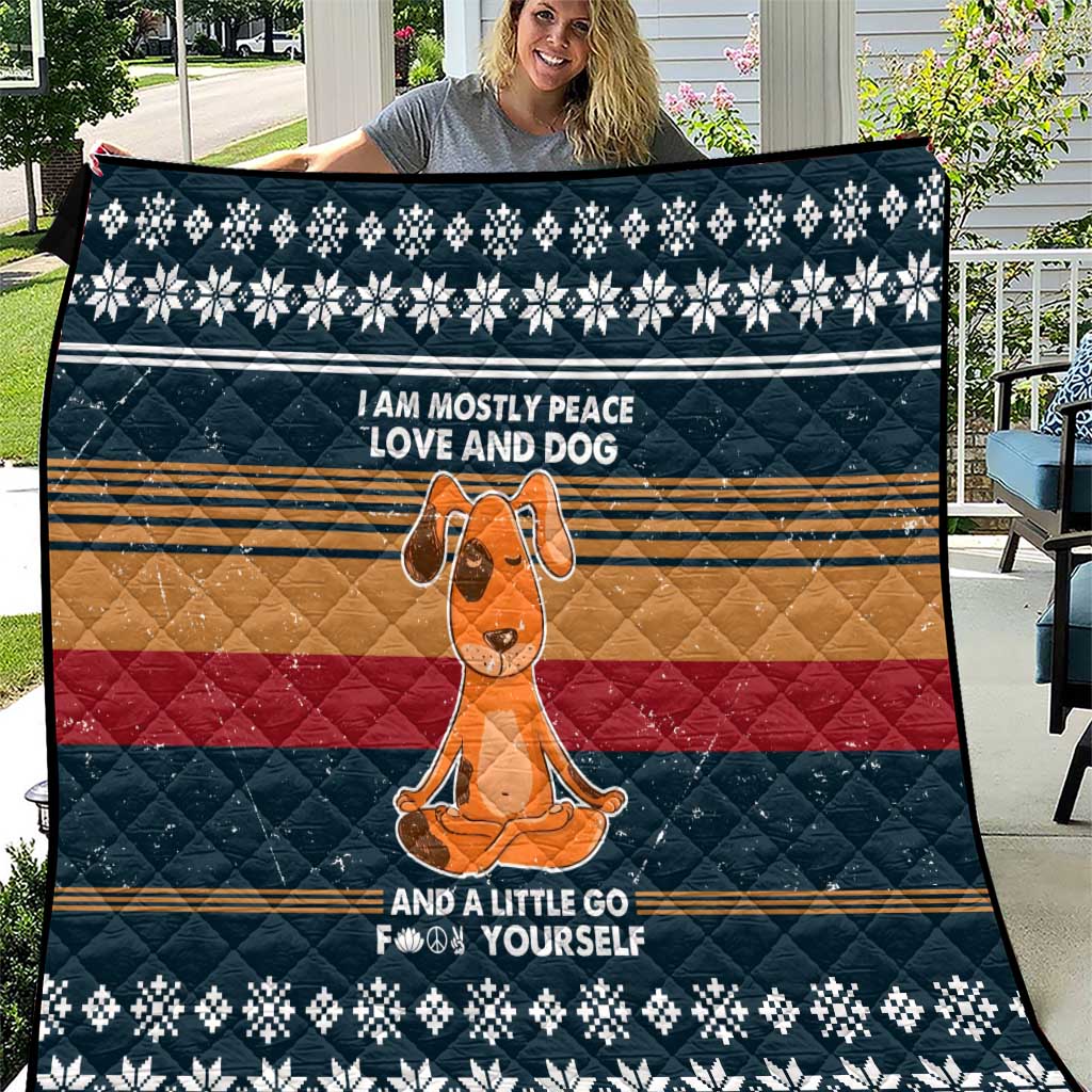 Peace Love And Dog Christmas Quilt Xmas Holiday Patterns - Wonder Print Shop