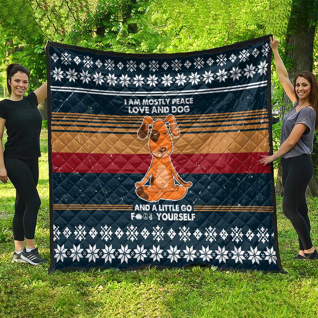 Peace Love And Dog Christmas Quilt Xmas Holiday Patterns - Wonder Print Shop