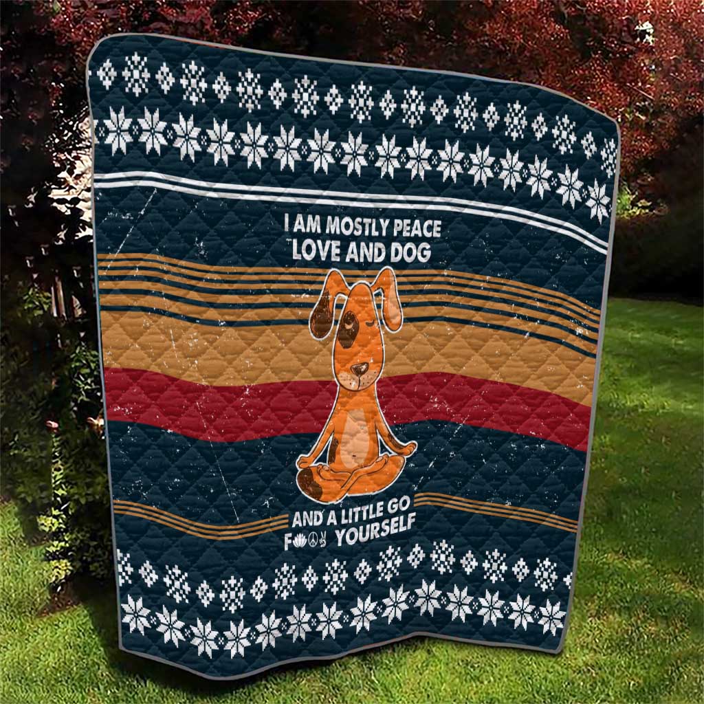 Peace Love And Dog Christmas Quilt Xmas Holiday Patterns - Wonder Print Shop