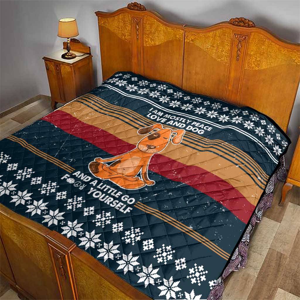 Peace Love And Dog Christmas Quilt Xmas Holiday Patterns - Wonder Print Shop